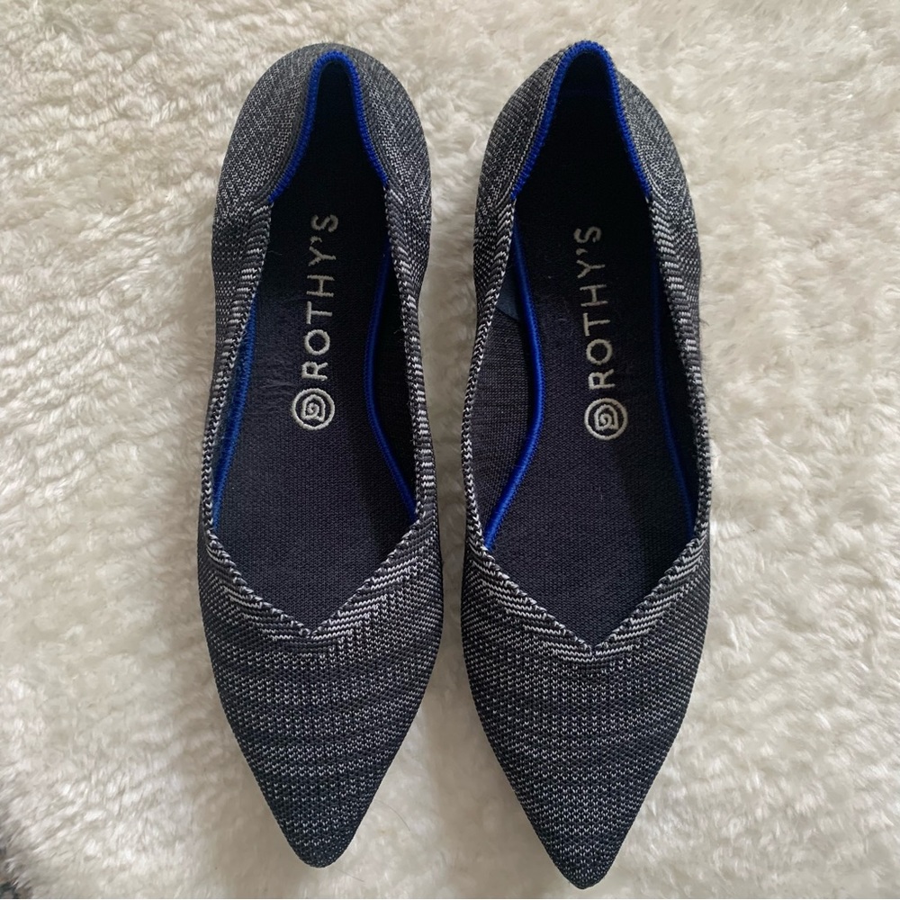 Rothy’s The Point pointed toe flats in granite Heather size 10.5